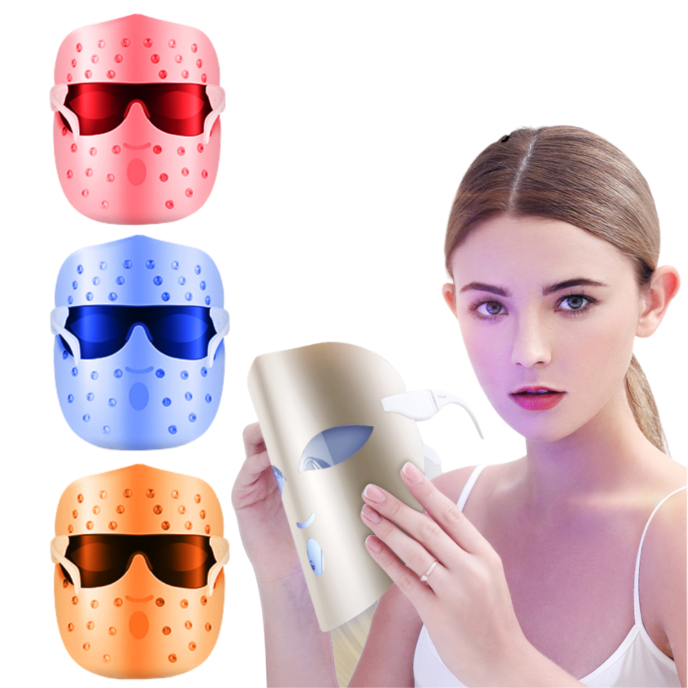 3-Colors LED Facial Mask Phototherapy: Red & Blue Light Treatment for Home Skin Care & Tender Skin Instrument Photon Hairdressing Apparatus 036S/036A